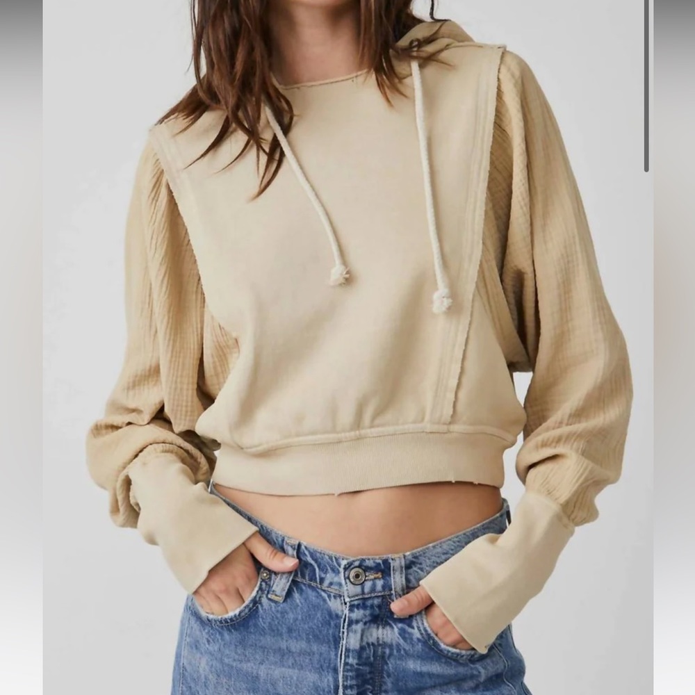 FREE PEOPLE LOVE LETTER HOODIE IN NOMADIC DESERT